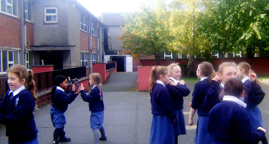 Children playing in schoolyard